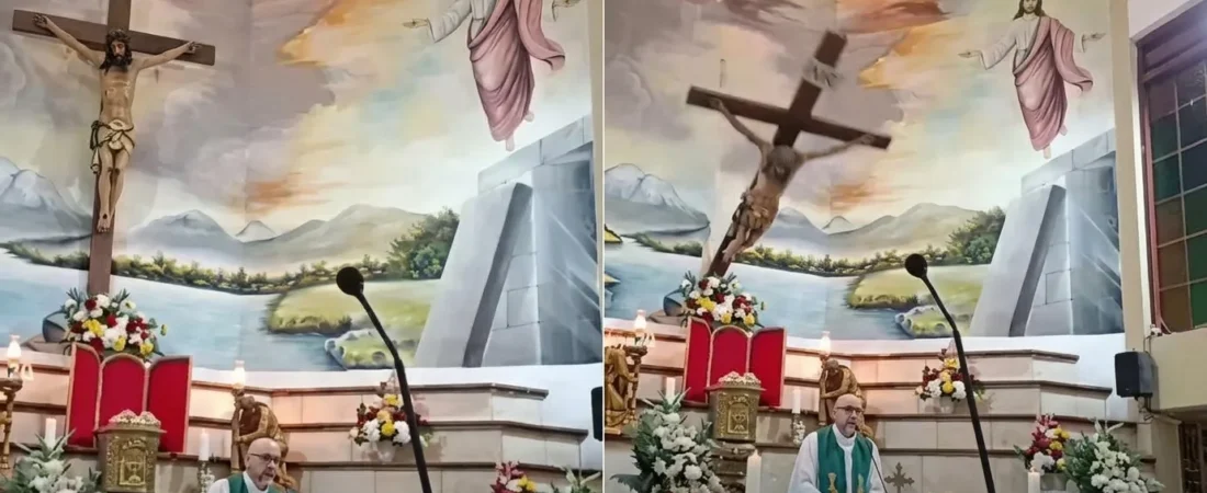 Tragedia en plena misa en Ecuador: una pesada cruz cayó sobre un sacerdote y el accidente quedó grabado en vivo