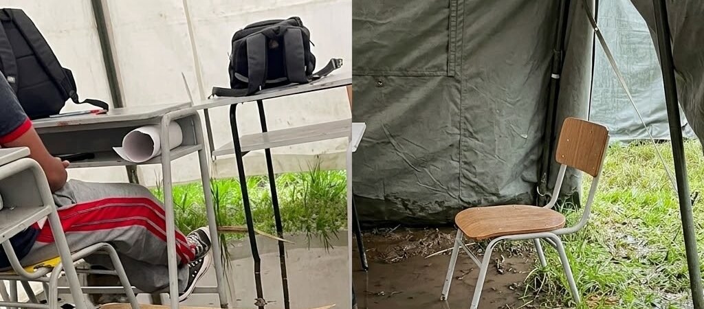 Estudiantes de Dosquebradas reciben clases entre barro y carpas tras el terremoto: cuestionan recursos para la emergencia